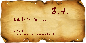 Babák Arita névjegykártya